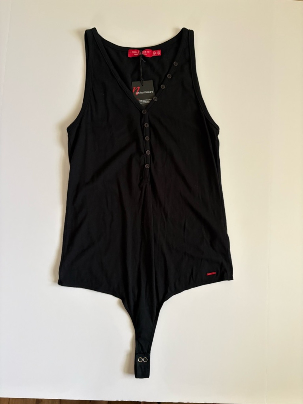 n:PHILANTHROPY Phuket Henley Black Tank Bodysuit Size Medium